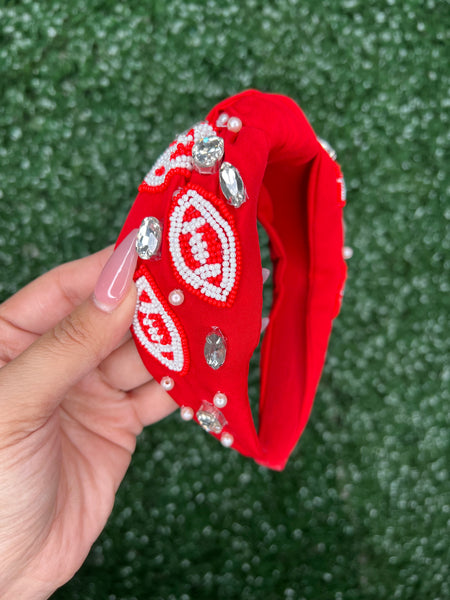 Red/White Football Headband