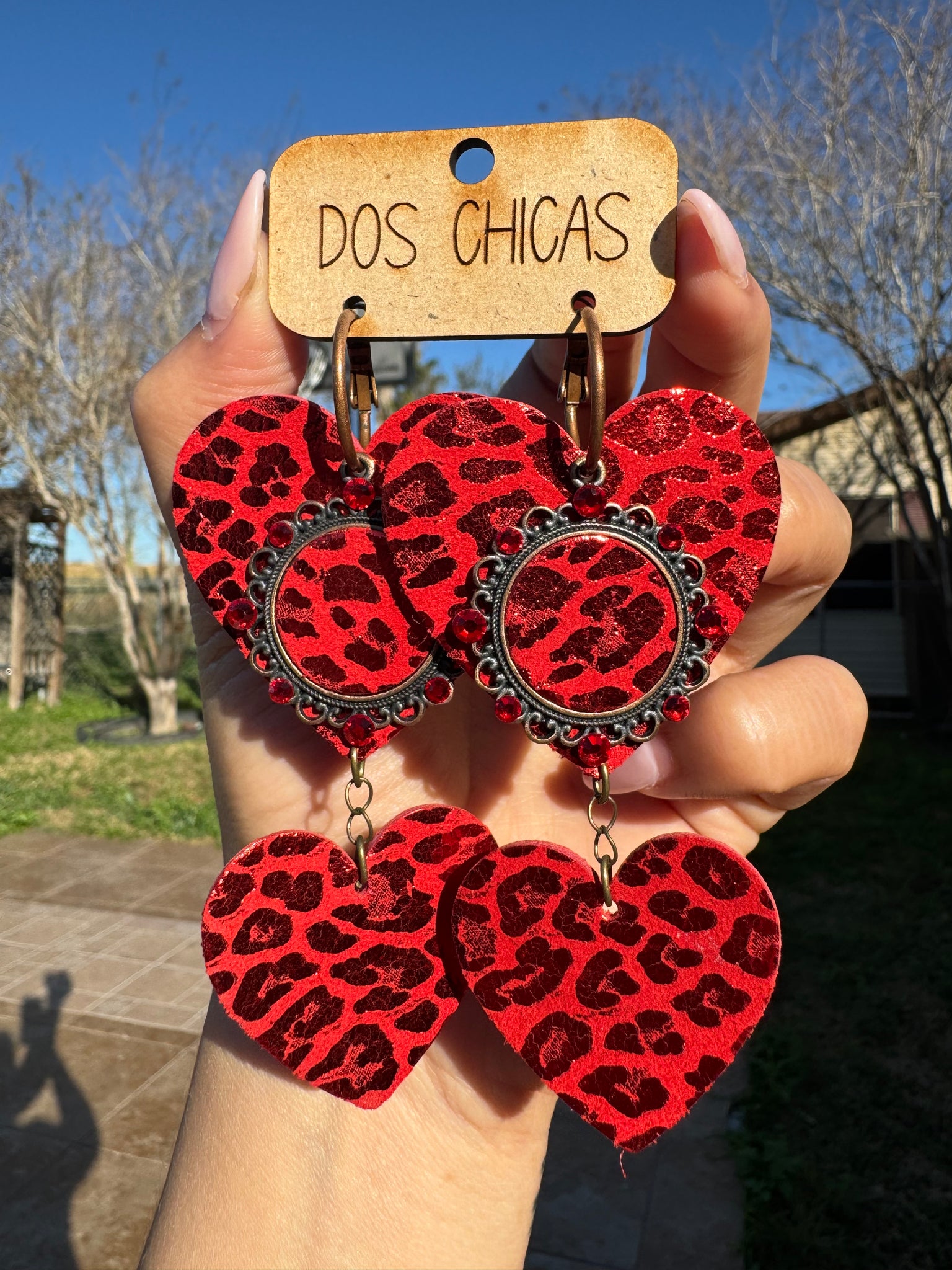 Red Heart Trio Earrings by Dos Chicas