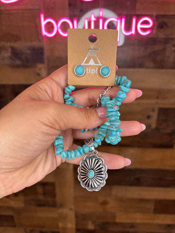 Turquoise Necklace Concho Set