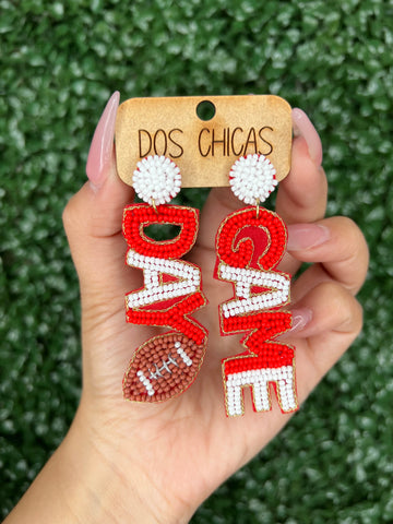 Game Day Red/White Earrings