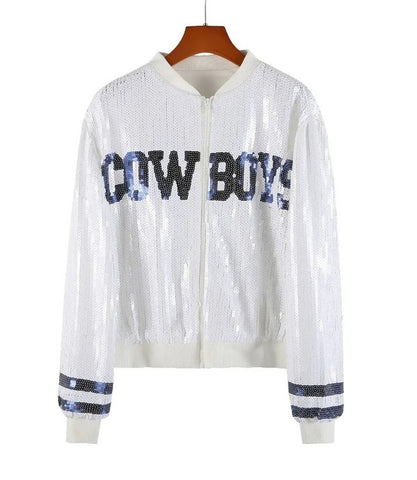 Dallas Cowboys White Sequin Jacket