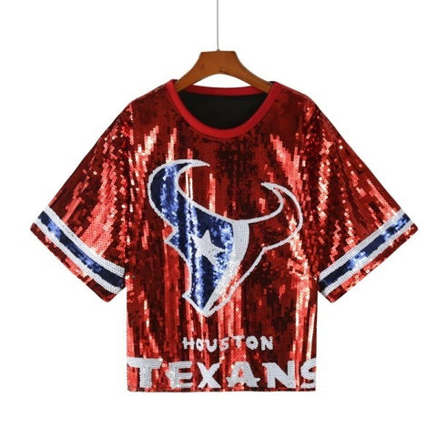 Houston Texans Sequin Top Red