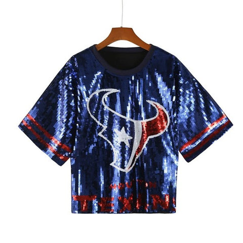 Houston Texans Sequin Top Blue