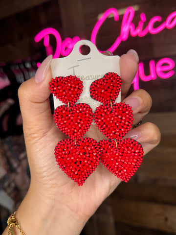 3 heart earrings