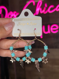 turquoise star hoops