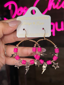 pink star hoop earrings