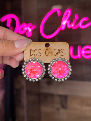 pink western studs earrings